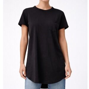 Helmut Lang Women's Black Short Sleeve Crew Neck Tunic T-Shirt Size XS NWOT‎